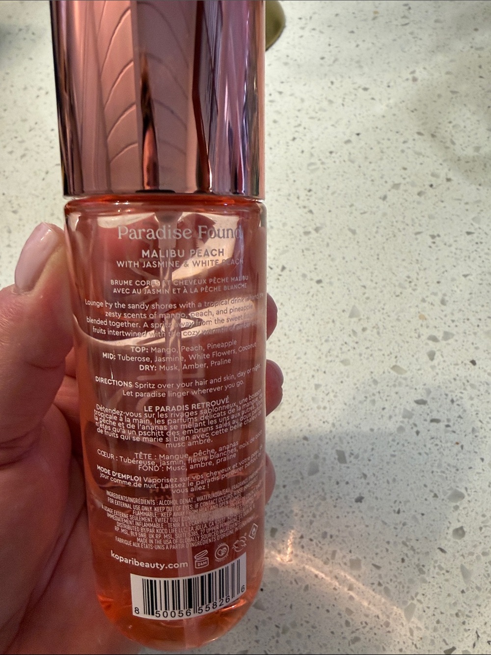 Kopari Malibu Peach Hair & Body Mist — Rose Gold and Peach Bottle - Picture 8 of 9
